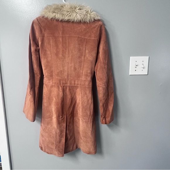 y2k arden b womens brown suede jacket faux fur collar and belted penny lanes - Picture 6 of 13